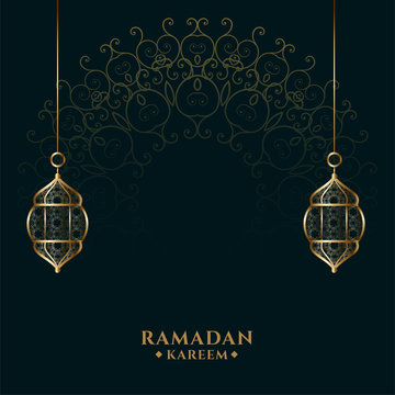 Ramadan Kareem Islamic Golden Lantern Background Design