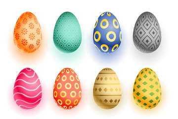 set of colorful easter 3d realistic eggs