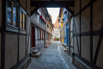 Fototapeta na wymiar Old half-timbered houses in Quedlinburg, Germany