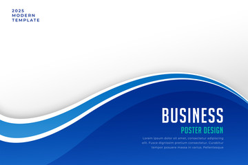Obraz premium business brochure presentation template in blue wave style