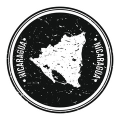 Nicaragua Map Symbol. Round Design Stamp. Travel and Business Vector.