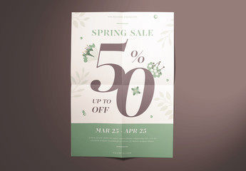 Spring Sale Flyer Layout with Green Floral Elements