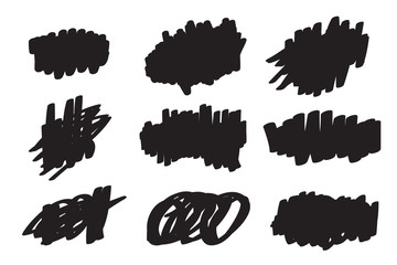 Black brush strokes set, vector logo design elements for presentations