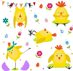 Chickens set vector image