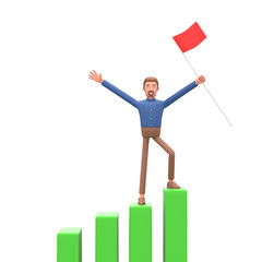 3d business manConcept of financial growth. Dashboard with the analysis of finance.3d illustrate.