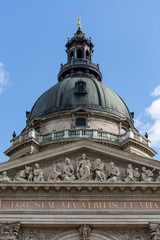 Fototapeta na wymiar St. Stephen's Basilica. Blue sky and clouds. Budapest, Hungary