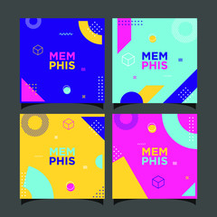 Abstract memphis design cover set