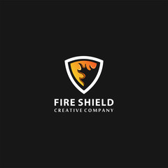 Shield Fire Logo Design Element, security logo ,vector, logo design inspiration