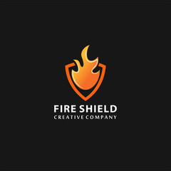 Shield Fire Logo Design Element, security logo ,vector, logo design inspiration