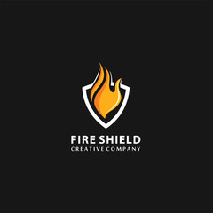 Shield Fire Logo Design Element, security logo ,vector, logo design inspiration