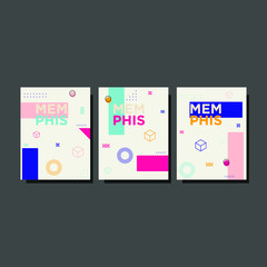 Abstract memphis design cover set