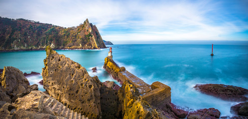 Overview of the sunrise in Pasaia San Juan. Basque Country