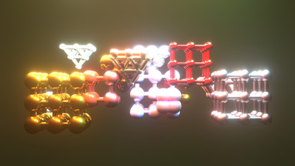 Inter-locked sphere, molecule style for design texture, background. 3D render.