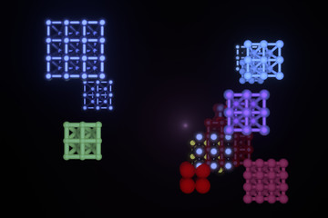 Fototapeta premium Illustrations of molecule style, inter-locked sphere for graphic design or wallpapers. 3D render.