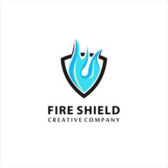 Shield Fire Logo Design Element, security logo 