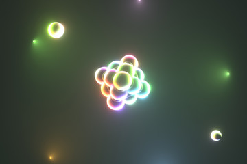 Molecule style inter-locked sphere. For graphic design or background. 3D render.