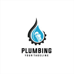 Plumbing service logo design - modern logo - plumbing industrial home service with wrench element