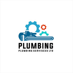Fototapeta na wymiar Plumbing service logo design - modern logo - plumbing industrial home service with wrench element