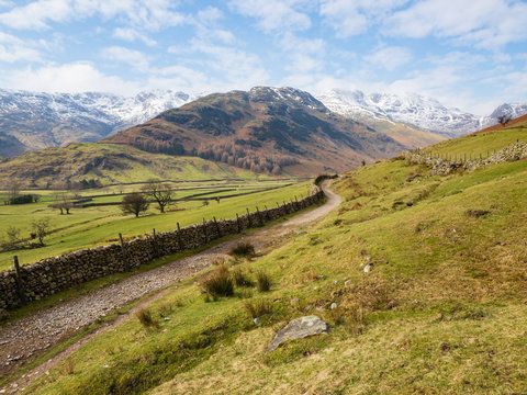 The Cumbria Way going through Great Langdale in the English Lake District