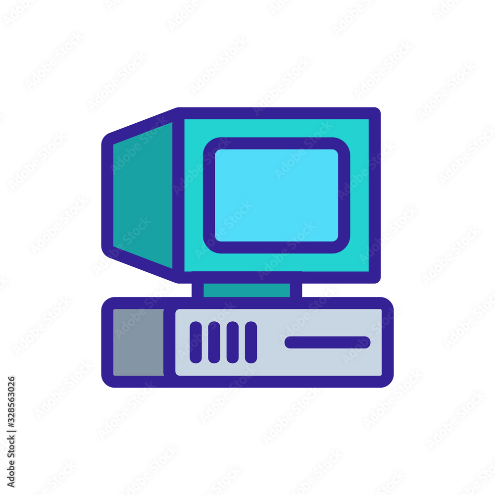 Poster retro computer icon vector. thin line sign. isolated contour symbol illustration