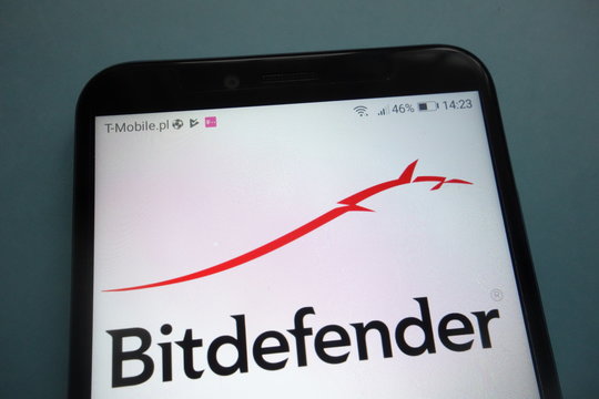 KONSKIE, POLAND - OCTOBER 28, 2018: Bitdefender logo on smartphone