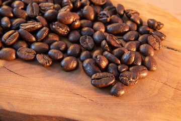 coffee beans on wooden background