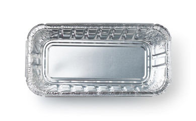 Top view of empty disposable aluminium foil baking container