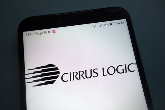 KONSKIE, POLAND - OCTOBER 28, 2018: Cirrus Logic logo on smartphone