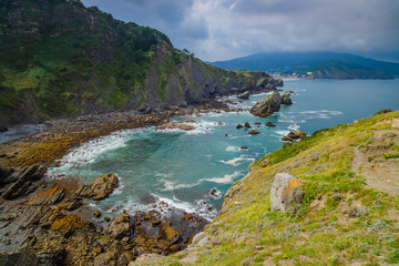 Fototapeta na wymiar Amazing view from the island of Gastelugache. Basque country. Northern spain