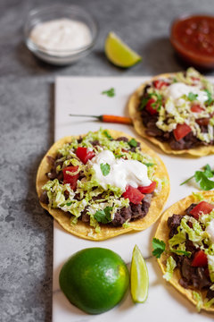 Black Bean Tostadas with Sour Cream 