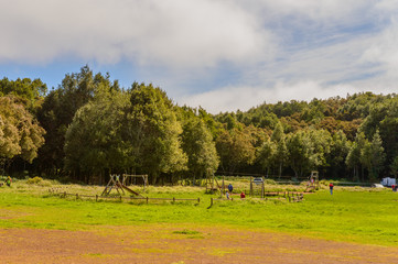 Esplanade Full of Children Games in the Garajonay National Park in La Gomera. April 15, 2019. La Gomera, Santa Cruz de Tenerife Spain Africa. Travel Tourism Photography Nature.