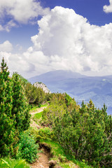 hiking on mountain trails