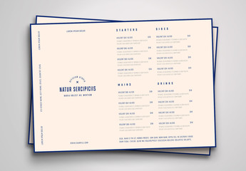 Cream-Colored Menu Layout with Blue Text and Border