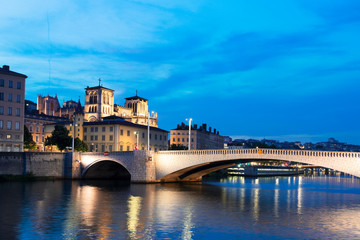 Obraz premium Lyon, France in a beautiful summer night