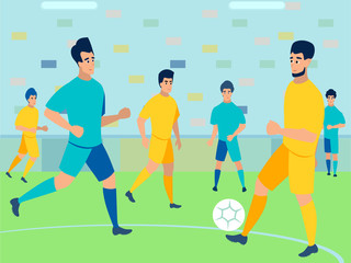 Fototapeta premium Football championship. In minimalist style. Cartoon flat vector