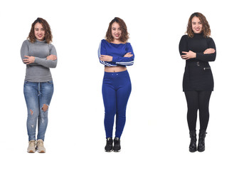 Fototapeta premium the same woman with casual elegant clothes and sportswear, arms crossed