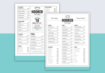Menu Layout with Teal Accents and Footer Element