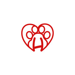 logo dog paw with letter h vector design	