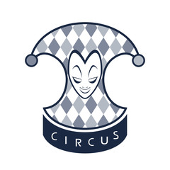 Design of harlequin and circus message illustration