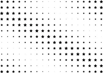 Abstract halftone dotted background. Monochrome futuristic grunge pattern, stars.  Vector modern optical pop art texture for posters, site, postcard, cover, labels, vintage sticker, mock-up layout.