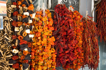 Dried Red Peppers in a Bazar