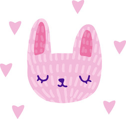 cute pink rabbit with hearts