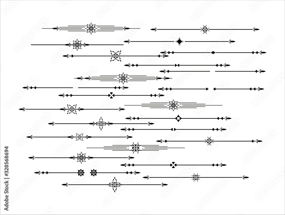 Poster decorative delimiter line and text break set