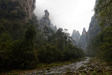 "Góry Awatarowe" w Chinach - Trekking w deszczu © Miroslaw