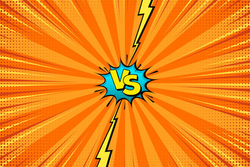 Cartoon comic background. Fight versus. Comics book colorful competition poster with halftone elements. Retro Pop Art style. Vector illustration. © 32 pixels