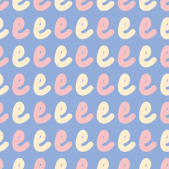 Lower case letter E vector repeat pattern. Hand written small type character seamless illustration background.