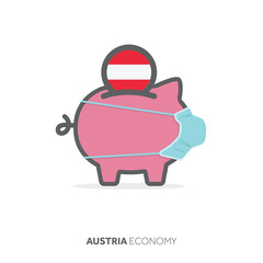 Austria healthcare savings. Piggy bank with medical face mask