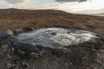 mud volcano crater, Gobustan near Baku Azerbaijan.