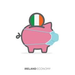 Ireland healthcare savings. Piggy bank with medical face mask