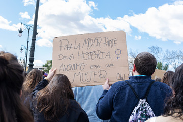 Banner in feminist demonstration for women's day in Valencia.